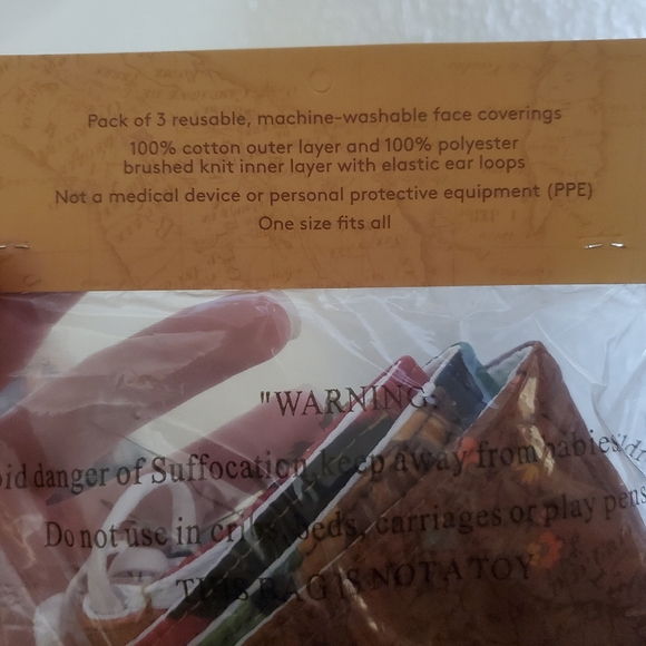 New 3pc Patricia Nash PACK OF 3 Cloth Face Coverings. - Picture 12 of 16
